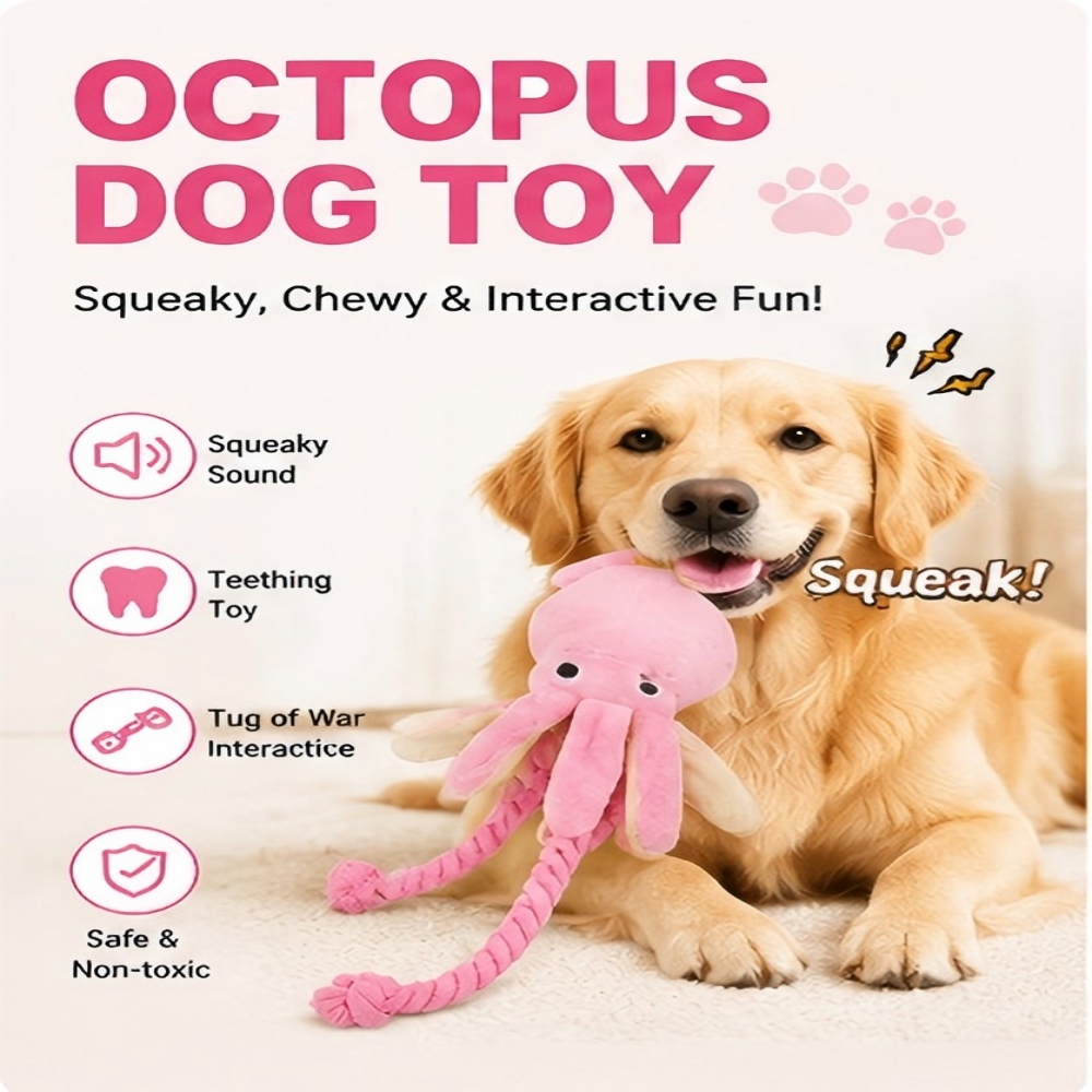 Giant Plush Octopus Dog Chew T - Dog Rope Toy Aggressive Chewers 评论和价格