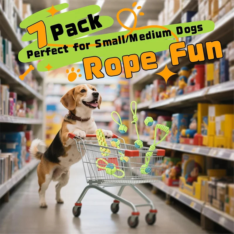 1/7 Pack Heavy Duty Dog Tug Ro - Dog Rope Toy Aggressive Chewers 评论和价格